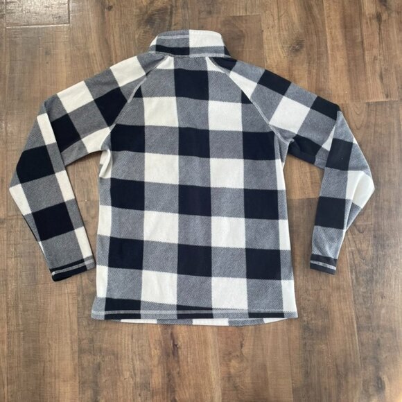 Eddie Bauer Black White Buffalo Check Fleece Quarter Zip Pullover Women’s Small - Picture 6 of 7